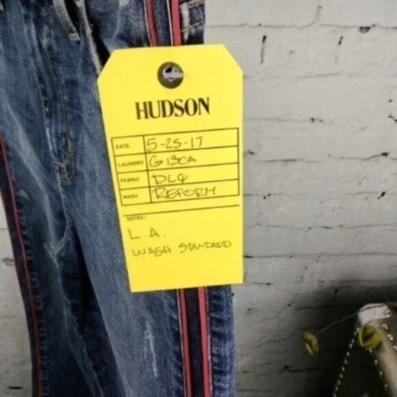 Hudson High-rise Straight Slim Striped Jeans Blue Size 25 - Picture 4 of 6